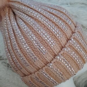 Source Unknown Blush Knit Beanie with Sequins